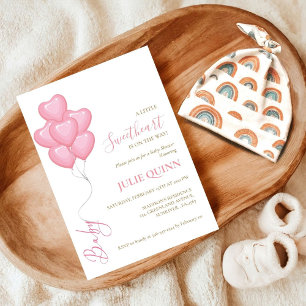 Invitación Baby Pink Watercolor Balloon Boho Baby Shower