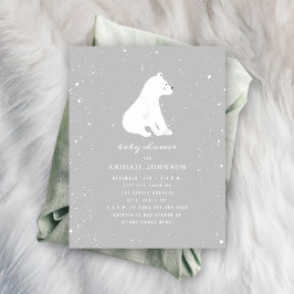 Invitación Baby Polar Bear Gray Baby Shower