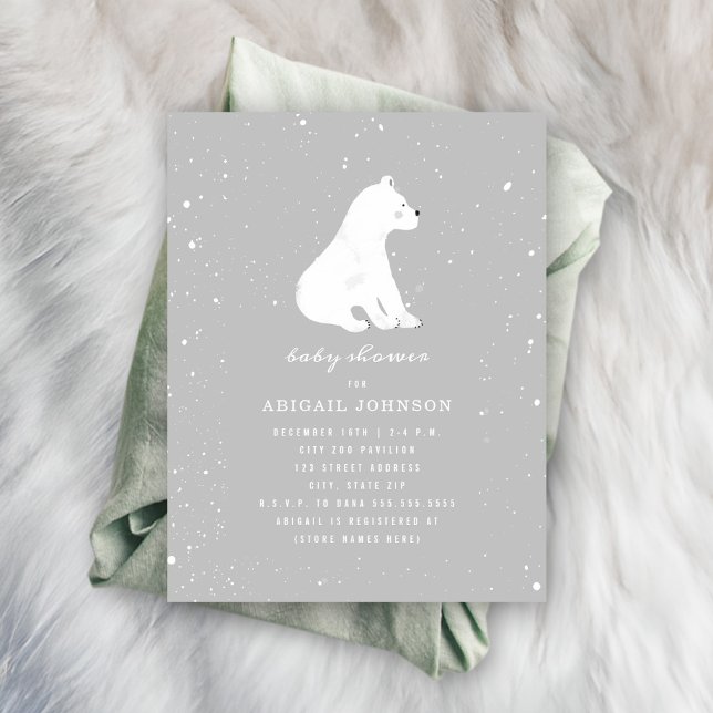 Invitación Baby Polar Bear Gray Baby Shower (Subido por el creador)