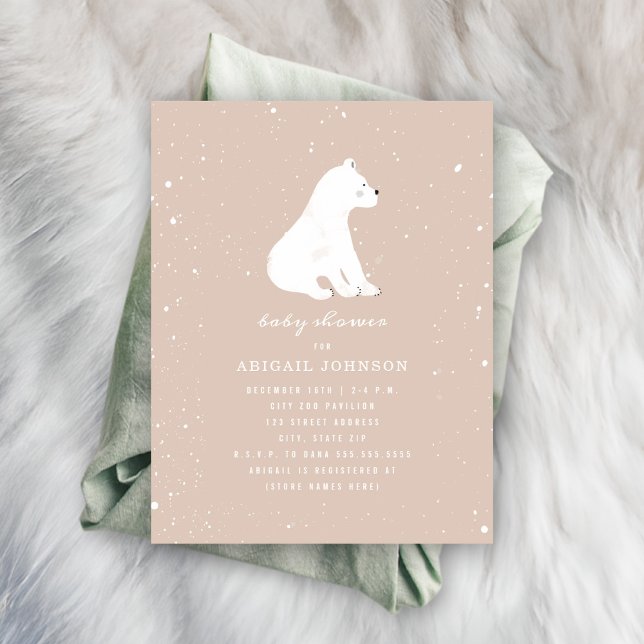 Invitación Baby Polar Bear Pink Baby Shower (Subido por el creador)