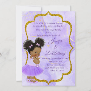 Invitación Baby Princess Lavender Marble Baby Shower