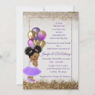 Invitación Baby Princess Lavender y Gold Baby Shower