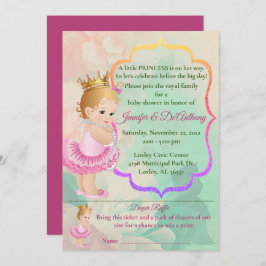 Invitación Baby Princess Watercolor Baby Shower