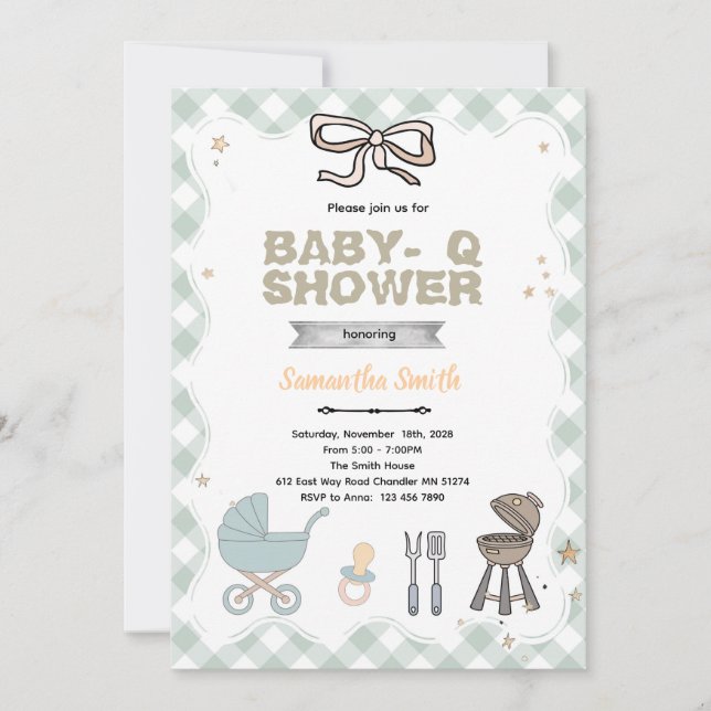Invitación Baby Q Baby Shower party Invitation (Anverso)