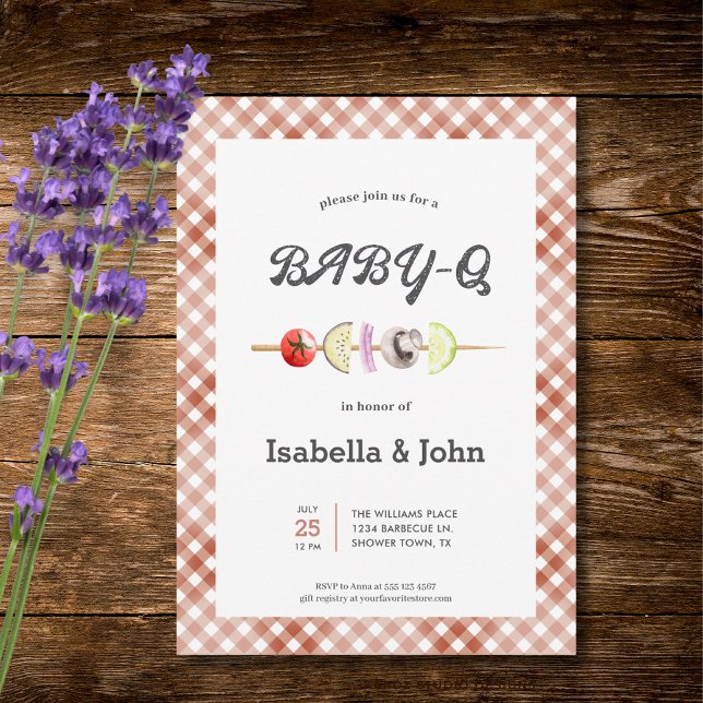 Invitación Baby Q Barbecue Baby Shower Invitation (Front of the invitation is shown in 5x7-inch. Choose size, paper, and corner style.)