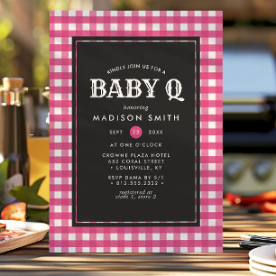 Invitación Baby Q Barbeque Rosa Fiesta Country Baby Shower