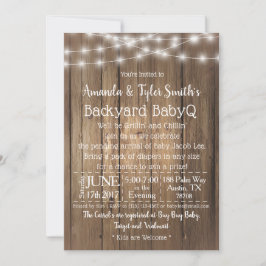 Invitación Baby-Q BBQ Wood Rustic Gender Neutral Baby Shower