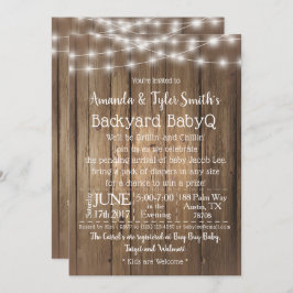 Invitación Baby-Q BBQ Wood Rustic Gender Neutral Baby Shower