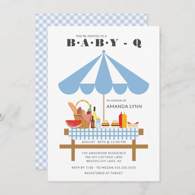 Invitación Baby Q Boys Baby Shower (Anverso / Reverso)