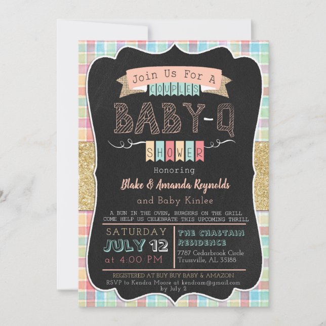 Invitación Baby-Q Chica Baby Shower (Anverso)