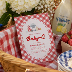 Invitación Baby Q Cuatro De Julio Tarta De Verano BBQ Rojo Gi