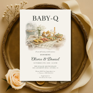 Invitación Baby-Q en el patio trasero Fiesta para bebé