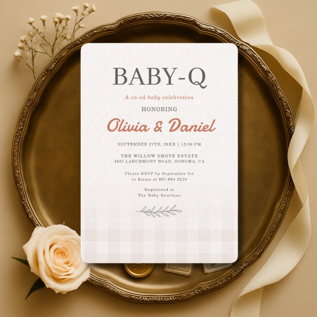 Invitación Baby Q Fiesta de Bebé Rústica para Parejas (Subido por el creador)