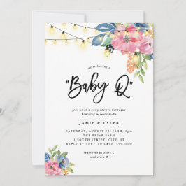 Invitación Baby Q Garden Fiesta Flores y Luces Baby Shower