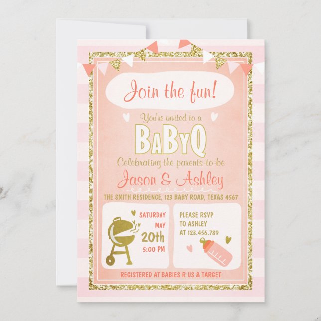 Invitación Baby Q Invite a Pink (Anverso)