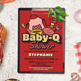 Invitación Baby-Q Shower - Barbeque BBQ Grill Baby Shower