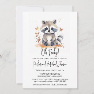 Invitación Baby Raccoon Woodland Animal Baby Shower