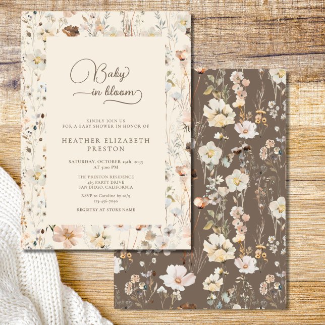 Invitación Baby Rústico Boho en Flor Ducha de Bebé Silvestre (Subido por el creador)