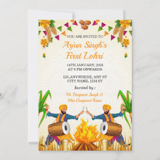 Invitación Baby’s First Lohri Invitation, Punjabi Lohri Card