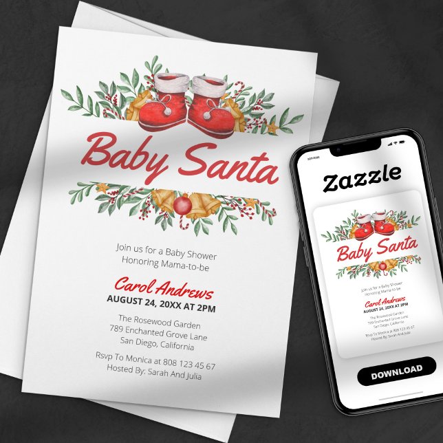 Invitación Baby Santa Greenery Navidades Baby Shower (Subido por el creador)
