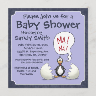 Invitación Baby Shower 107: Pingüino bebé