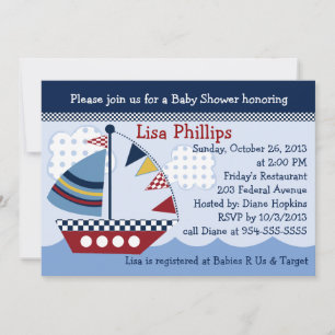 Invitación Baby Shower #2 en barco velero/náutico/