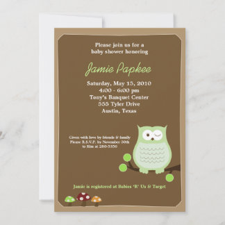 Invitación Baby Shower 5x7 a Pop Owl Nature