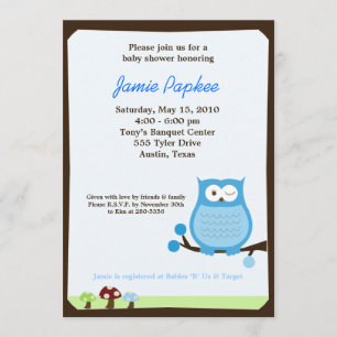 Invitación Baby Shower 5x7 a Pop Owl Nature