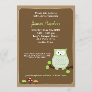 Invitación Baby Shower 5x7 a Pop Owl Nature
