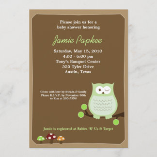 Invitación Baby Shower 5x7 a Pop Owl Nature