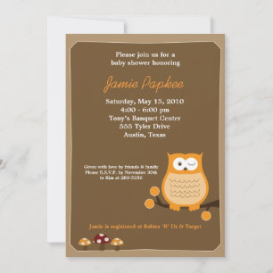 Invitación Baby Shower 5x7 a Pop Owl Nature