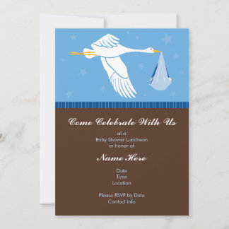 Invitación Baby Shower 5x7 - Azul y marrón