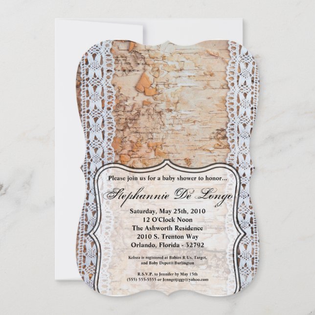 Invitación Baby Shower 5x7 Country Barn Wood Lace (Anverso)