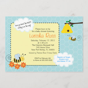 Invitación Baby Shower 5x7 de abejas vibrantes