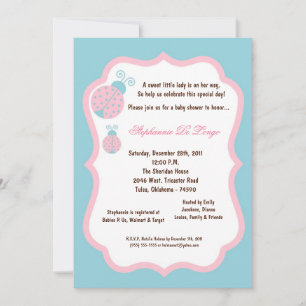 Invitación Baby Shower 5x7 de Blue Lady Bug