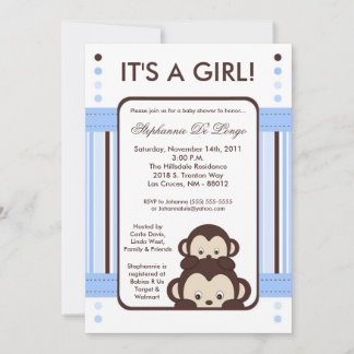 Invitación Baby Shower 5x7 de la jungla azul del m