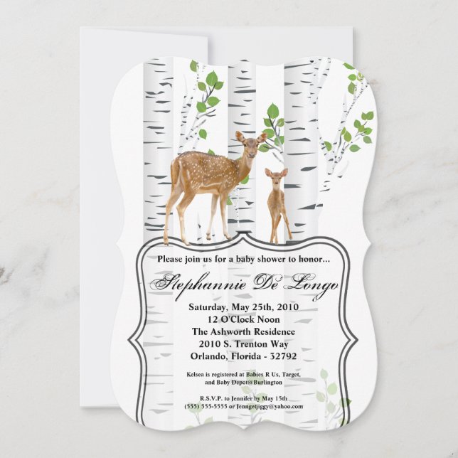 Invitación Baby Shower 5x7 Deer Doe Buck Woodland (Anverso)