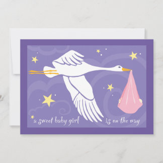 Invitación Baby Shower 5x7 - Niña Púrpura