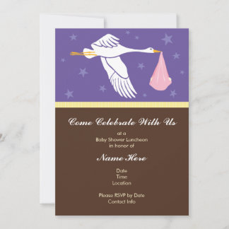 Invitación Baby Shower 5x7 - Púrpura y marrón