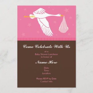 Invitación Baby Shower 5x7 - Rosa y marrón