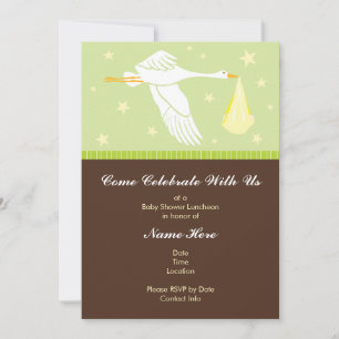 Invitación Baby Shower 5x7 - Verde y marrón