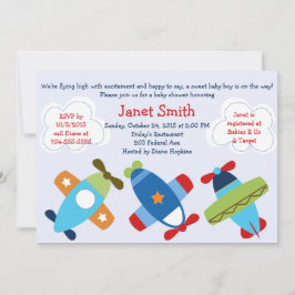 Invitación Baby Shower a aviones voladores