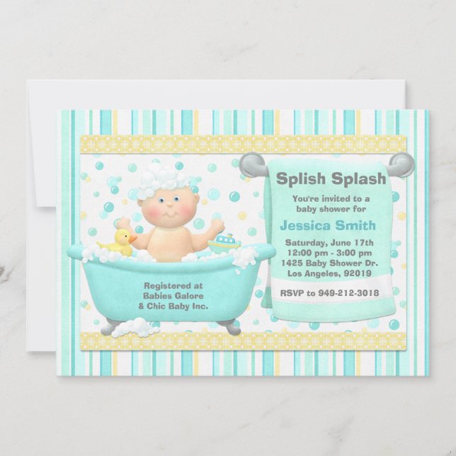 Invitación Baby Shower a Bath Bubble (Anverso)