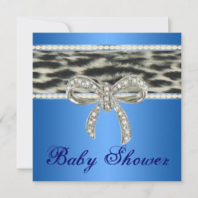 Invitación Baby Shower a Blue Snow Leopard Diamond (Anverso)