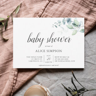Invitación Baby Shower a Boho Greenery Eucalyptus