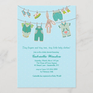 Invitación Baby Shower a Bunny Clothesline