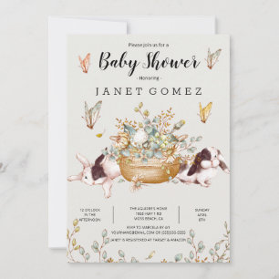 Invitación Baby Shower a Bunny Rustic Farm Country