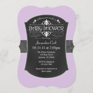 Invitación Baby Shower a Chalkboard gris Lavender