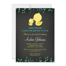Invitación Baby Shower a Chalkboard Rubber Duck