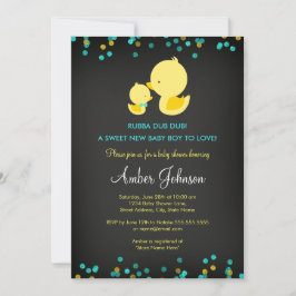 Invitación Baby Shower a Chalkboard Rubber Duck